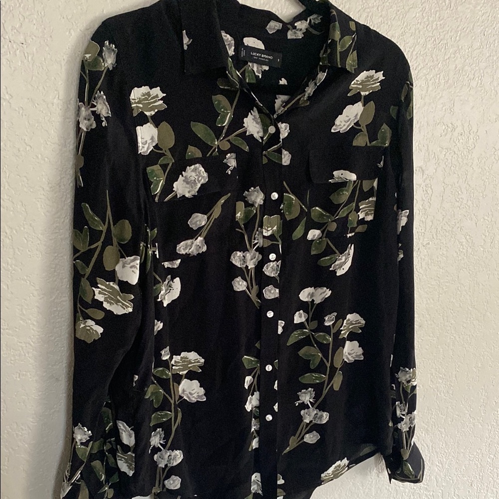 Floral Black Blouse Lucky Brand